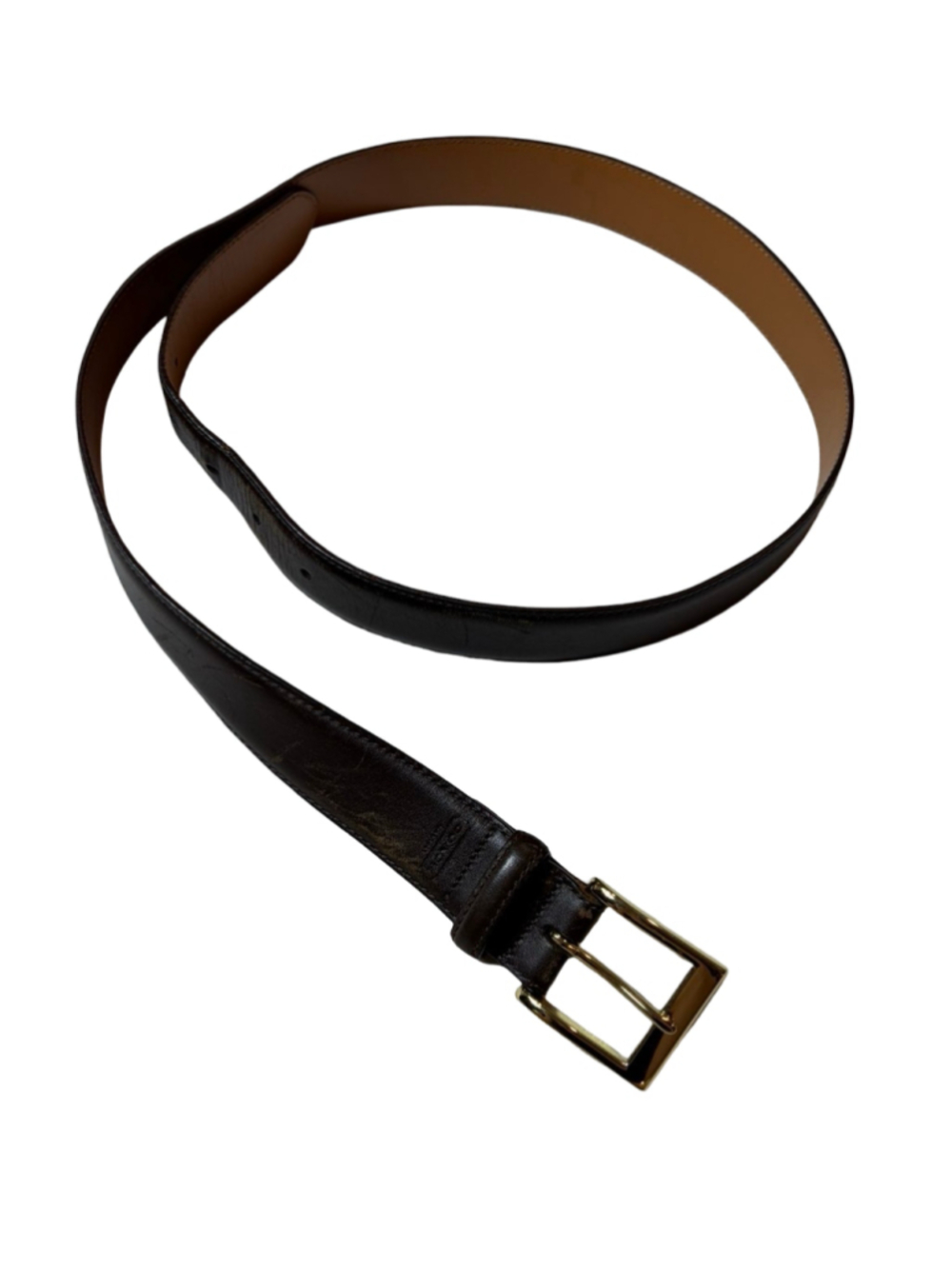 Vintage Coach Made in Italy Brown Leather Belt Gold Buckle Size 36